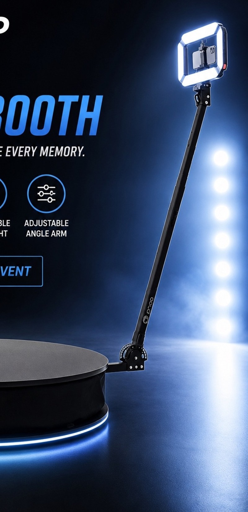 360 photo booth turntable with ring light